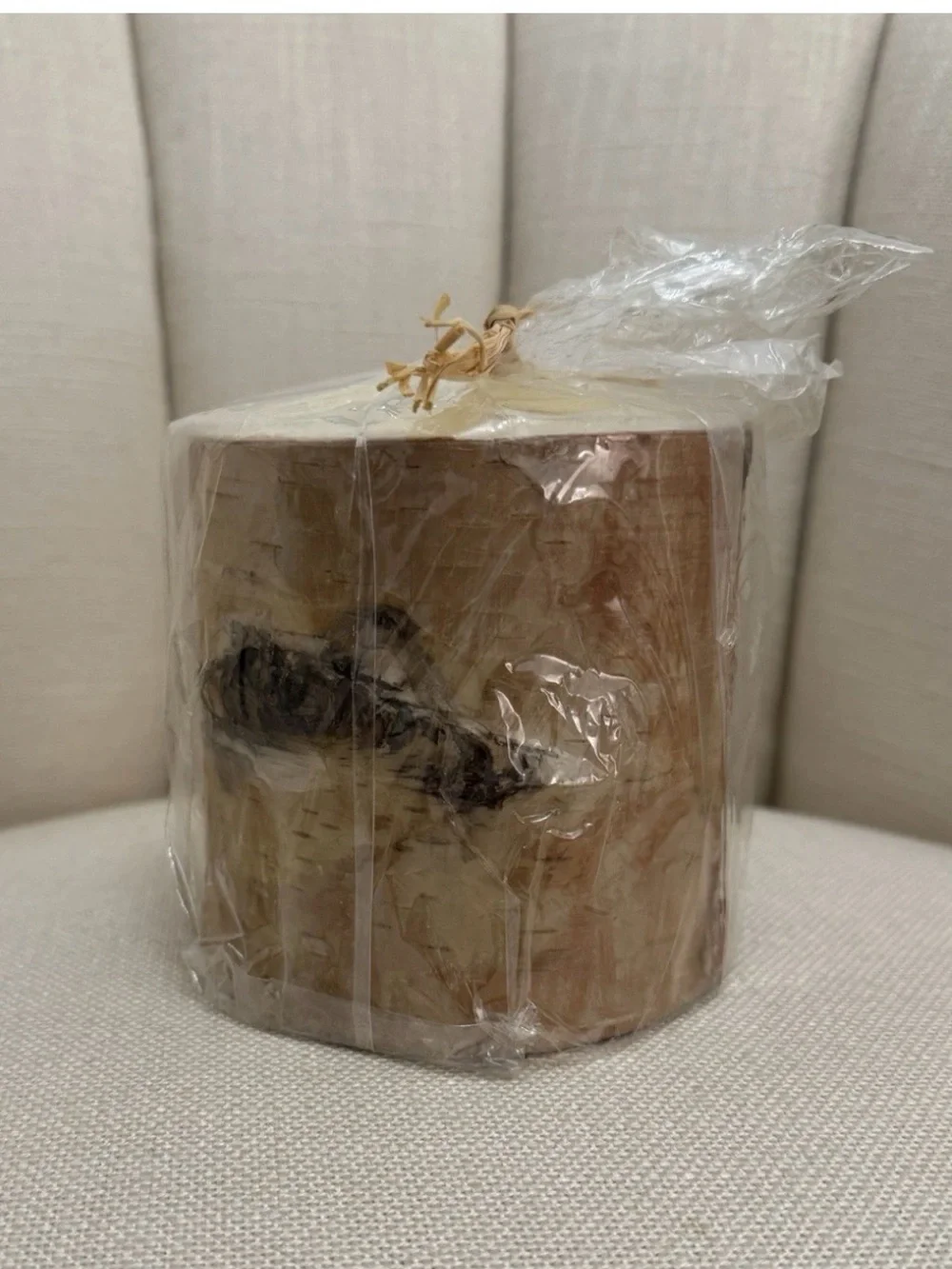 NWT Pottery Barn Birch Bark Pillar Candle 4